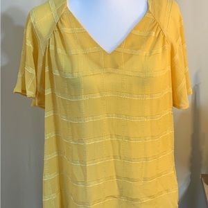 Counterparts Yellow Top with Grid Design & Flutter Sleeves Size X Large